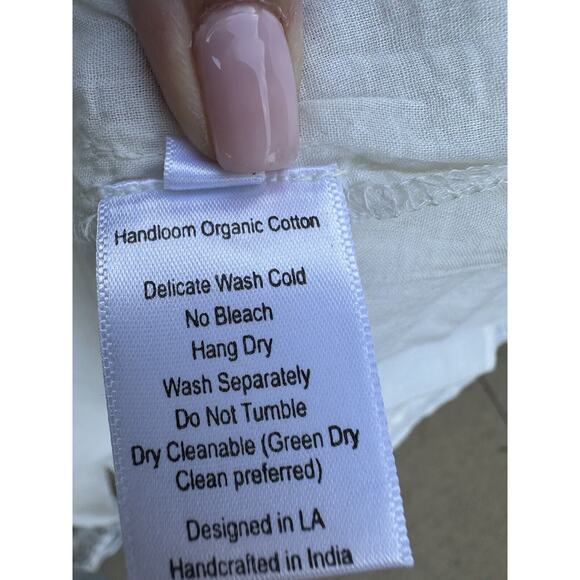 St Roche Lake Gauze Midi dress Ivory and Pink Embroidered w/Pockets Sz M NWT - Picture 14 of 16